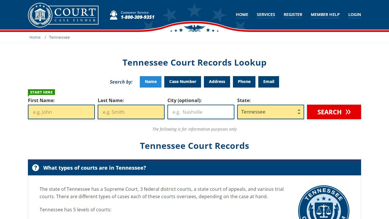 Tennessee Court Records Lookup - TN Court Case Search